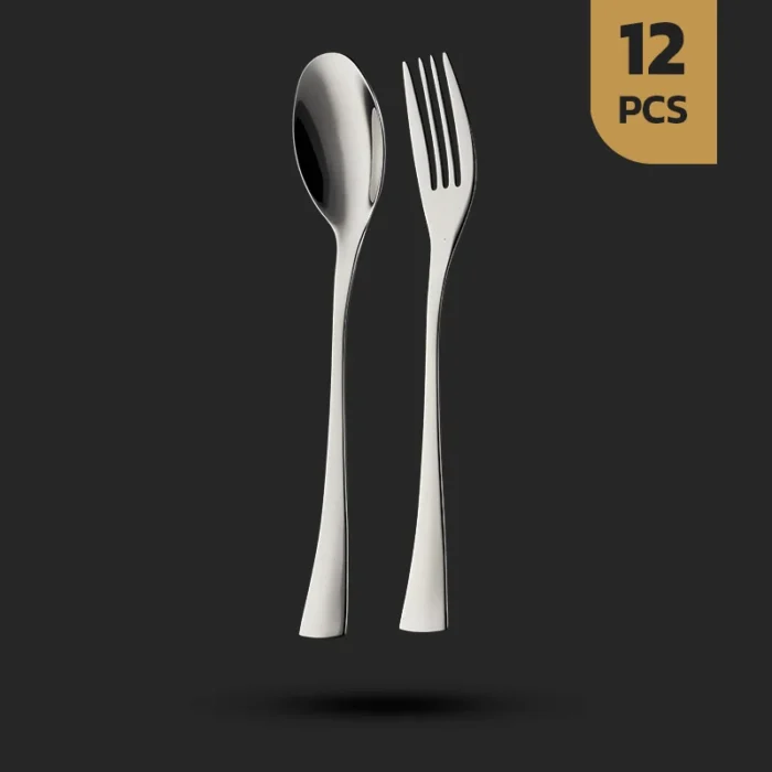 قاشق چنگال 12 سرویس پارچه قاشق چنگال 12 پارچه 6 نفره طرح آوید - تصویر 1