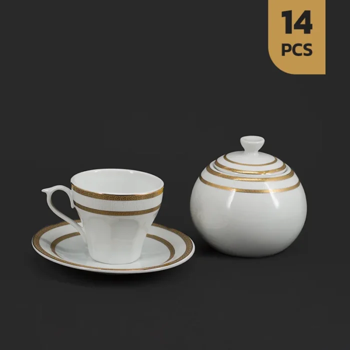 14پارچه-ورسائی-طلا-چینی سرویس 14 پارچه چای خوری چینی مقصود طرح ورسائی طلا