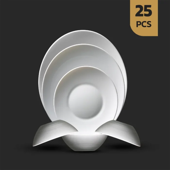 25پارچه صدفی سفید سرویس ۲۵ پارچه اپال صدفی سفید