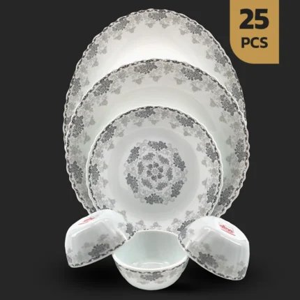 سرویس 25 پارچه اپال طرح 28006-خاکستری