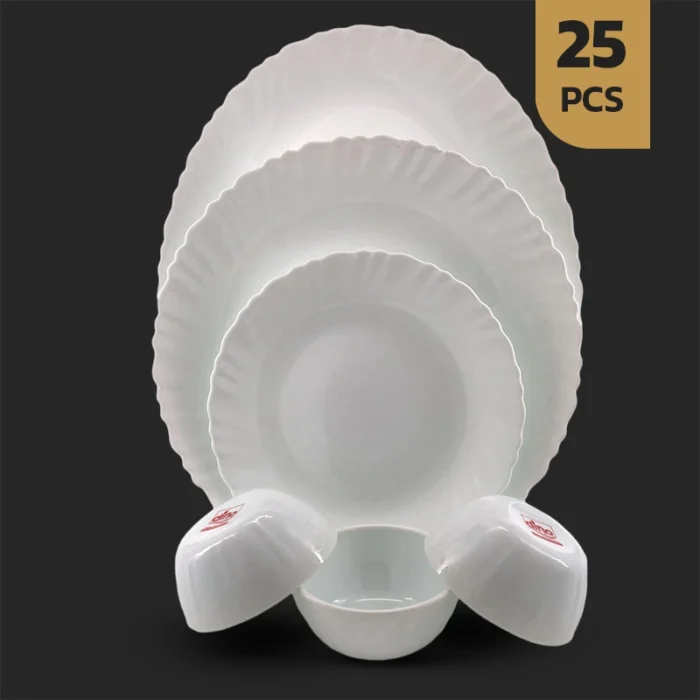 سرویس 25 پارچه اپال طرح 28007-سفید