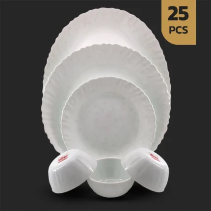 سرویس 25 پارچه اپال طرح 28008 سفید