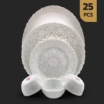 سرویس 25 پارچه اپال طرح 28009 متال سفید