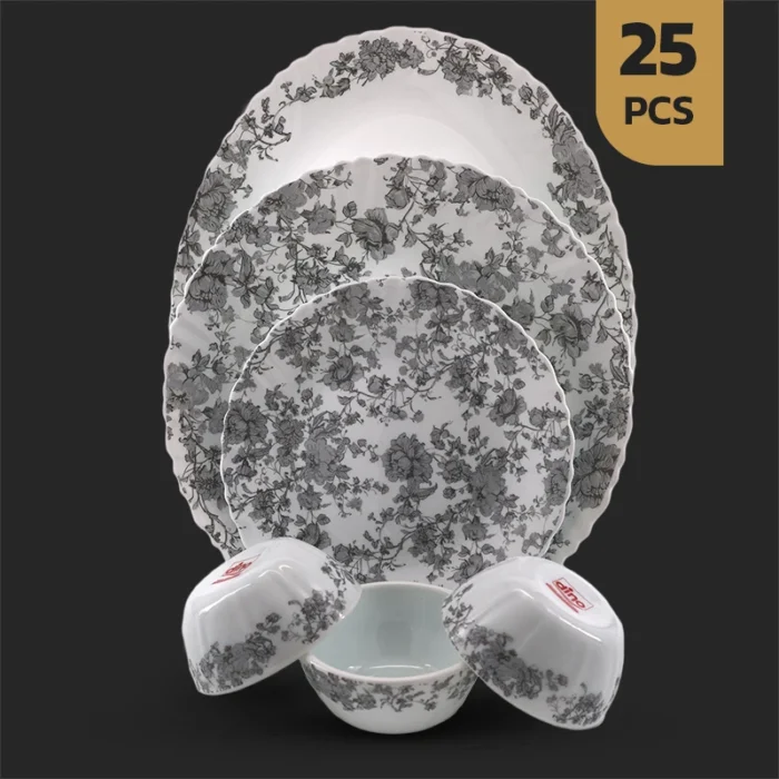 سرویس 25 پارچه اپال طرح بلوبل خاکستری