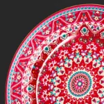 دیتیل طرح ترنج زرشکی چینی مقصود