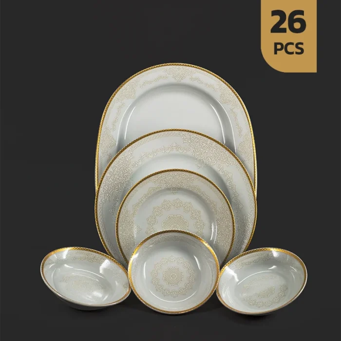 26پارچه-ژرفا سرویس 26 پارچه ژرفا طلادار چینی