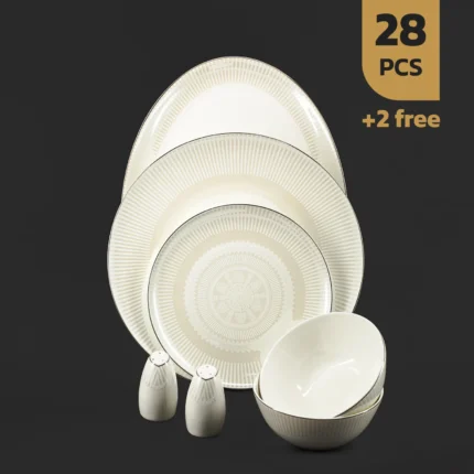سرویس 28 پارچه چینی استخوانی طلایی طرح 24018 دینووا ساینا