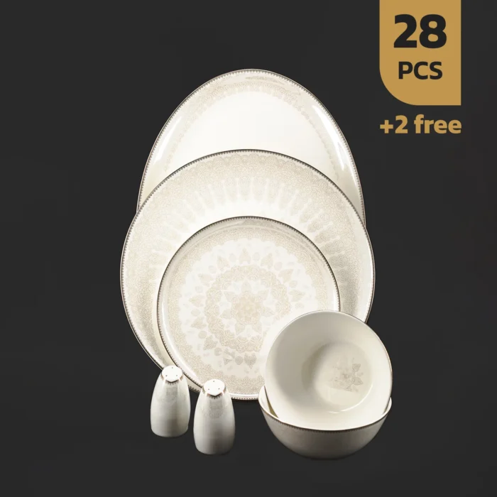 سرویس28پارچه-بن چاینا-55001 سرویس 28 پارچه بن چاینا دینواساینا طرح 55001 لوستر فول طلا