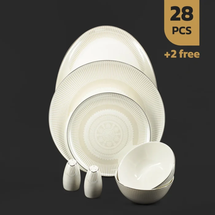 سرویس28پارچه-چینی-استخوانی-24018-پلاتین سرویس 28 پارچه چینی استخوانی طرح 24018 پلاتینی دینوواساینا