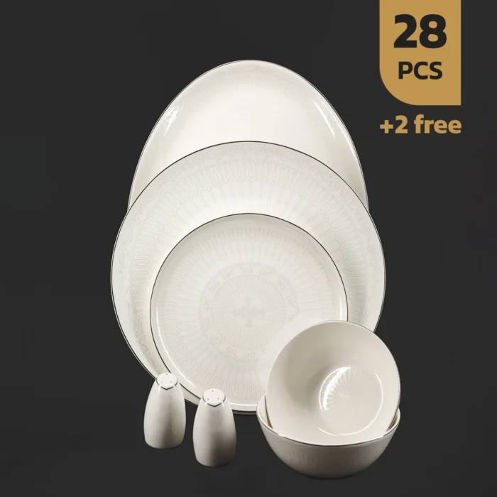 سرویس28چینی-استخوانی-24015-پلاتین سرویس 28 پارچه چینی استخوانی طرح 24015 پلاتین