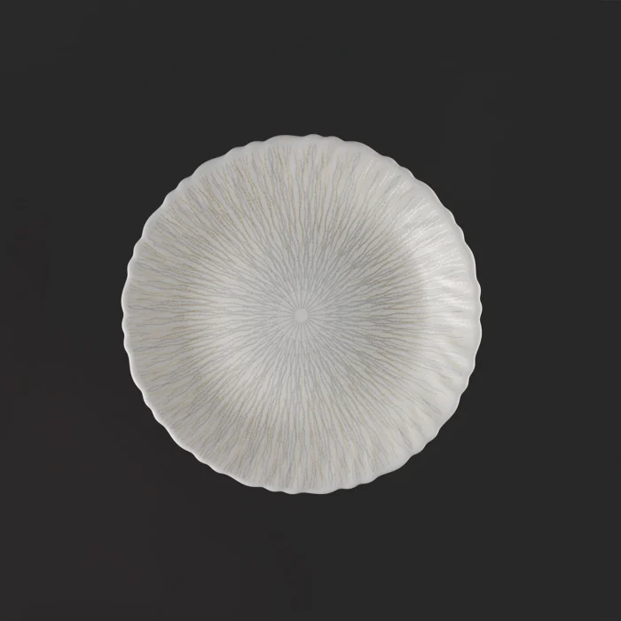 بشقاب میوه خوری سرویس 25 پارچه اپال دینو طرح 28011 خاکستری متال کرم