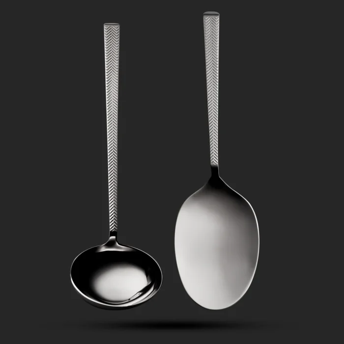 51پارچه-السا-کفگیر-ملاقه کفگیر و ملاقه استیل داماس طرح السا