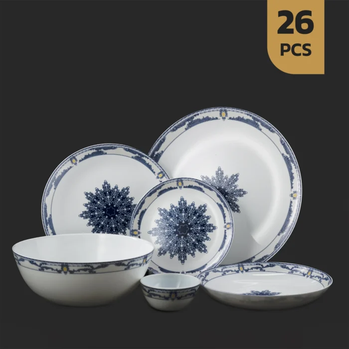 آتای سورمه ایی- گرد کلاسیک کاور سرویس 26 پارچه اپال دینو طرح آتای سورمه ای