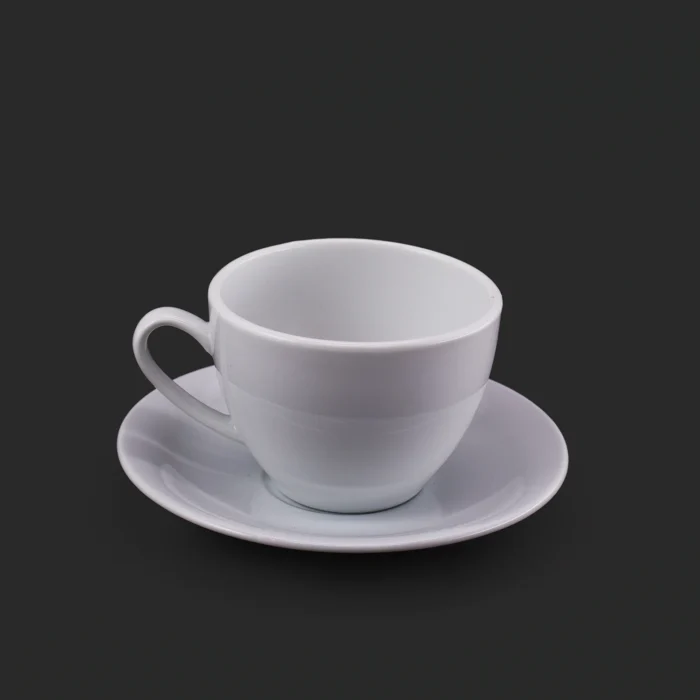 فنجان و نعلبکی چینی مقصود سفید ساده