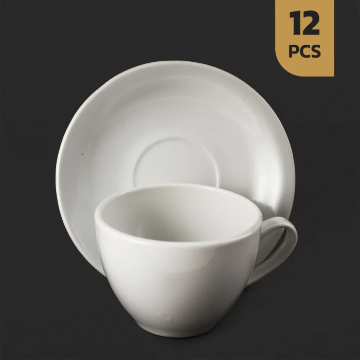 چای خوری سفید ساده دانمارکی سرویس 12 پارچه چای خوری چینی دانمارکی سفید