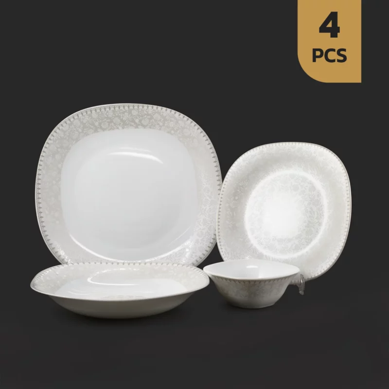 سرویس 4 پارچه اپال دینو چهارگوش طرح 403 خاکستری