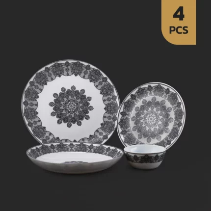 سرویس 4 پارچه اپال دینو طرح ریحان خاکستری