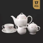 سرویس 17 پارچه چینی مقصود طرح دورتی صورتی چایخوری