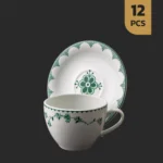 سرویس 12 پارچه چینی مقصود طرح کورالین سبز