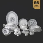 سرویس ۸۶ پارچه چینی مقصود طرح یارین سورمه ای آبی