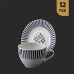 سرویس 12 پارچه چینی مقصود طرح میسن آبی