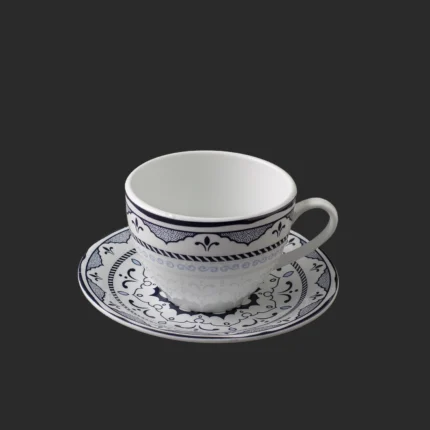 سرویس 12 پارچه چینی مقصود طرح یارین سورمه ای آبی