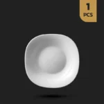 بشقاب خورشت خوری سفید اپال چهارگوش کلاسیک فله