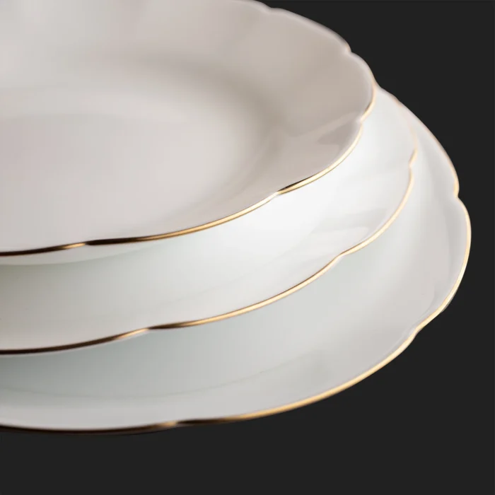 سرویس ۲۹ پارچه اپال نیلوفری سفید خط طلا - تصویر 2