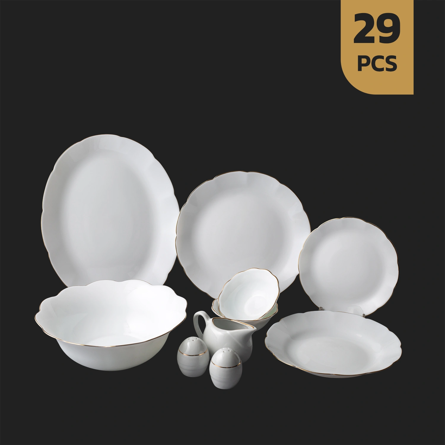 نیلوفری 29 سرویس ۲۹ پارچه اپال نیلوفری سفید خط طلا