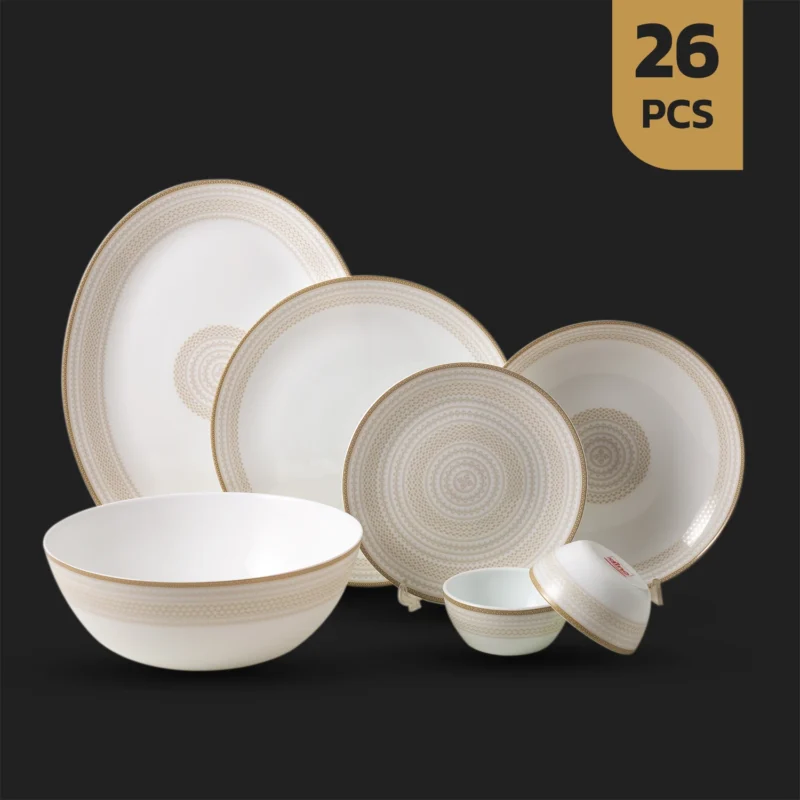 سرویس 26 پارچه اپال گرد کلاسیک ورژن نلین کرم22 چینی مقصود